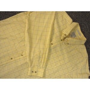 L.L. Bean Shirt Mens XXL Yellow Kennebunk Sport Check Wrinkle Resistant‎ Oxford
